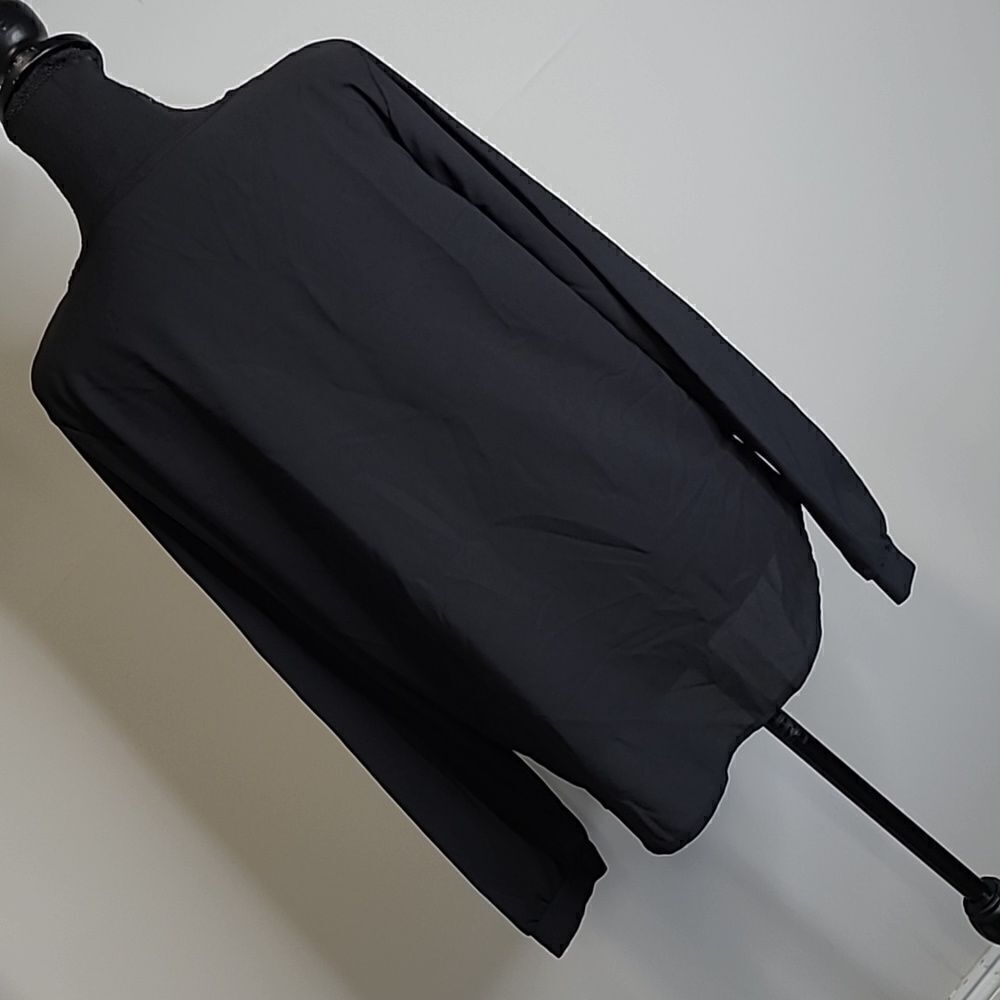 Black tunic polyester top with long sleeves, v neckline - Picture 4 of 8